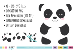 Kawaii panda character illustration for baby invitations and nursery design