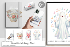 Kawaii Pastel Sleepy Ghost Digital Paper Product Image 1