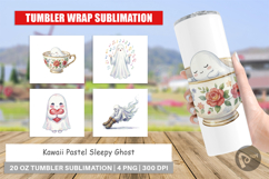 Kawaii Pastel Sleepy Ghost Tumbler Product Image 1