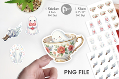 Kawaii Pastel Sleepy Ghost Sticker Product Image 1