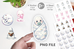 Kawaii Pastel Sleepy Ghost Sticker Product Image 1