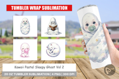 Kawaii Pastel Sleepy Ghost Tumbler Product Image 1