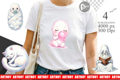 Kawaii Pastel Sleepy Ghost Sublimation Product Image 1