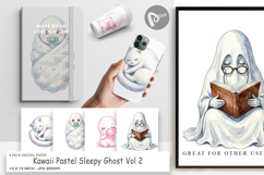 Kawaii Pastel Sleepy Ghost Digital Paper Product Image 1