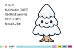 Winter clipart set featuring kawaii animals for planners