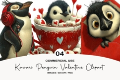 kawaii penguin valentine clipart Product Image 1