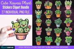 Kawaii Plant Stickers Clipart Bundle, Printable Stickers Product Image 1