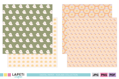 Kawaii pumpkin digital paper for Halloween scrapbooking and baby shower crafts