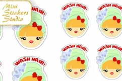 Cute Girl Kawaii Wash Hair Planner Stickers Product Image 2