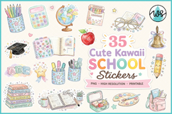 Kawaii School Journal Scrapbook Stickers PNG Printable Product Image 1