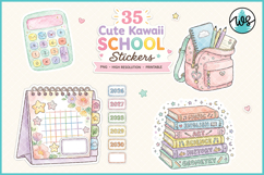 Kawaii School Journal Scrapbook Stickers PNG Printable Product Image 3