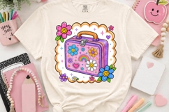 Kawaii School Lunchbox Clipart PNG with Floral Accents Product Image 2