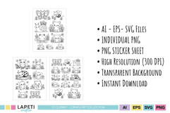 kawaii forest animals coloring stamps