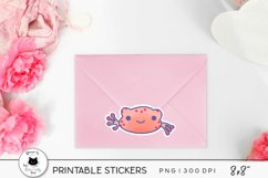 frog sticker on a pink envelope