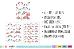 Magical unicorn illustrations for crafting projects