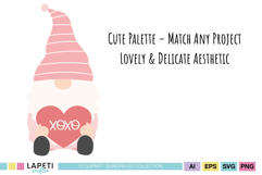 kawaii gnome designs with hearts and balloons