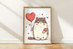 Kawaii Whimsical Valentine Cat PNG Product Image 3