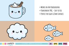 Chibi arctic animals clipart set for kids craft projects