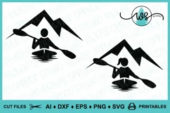 Kayak Logo SVG, Woman Kayaking, Man Kayaking, Logo, Mountain Product Image 1