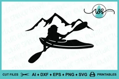Kayak Girl SVG, Kayak SVG, Kayak Logo SVG, Mountains SVG Product Image 1