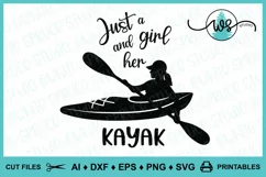 Kayak Logo SVG, Just a Girl, Kayak Silhouette, Woman Kayak Product Image 6