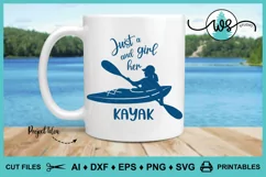 Kayak Logo SVG, Just a Girl, Kayak Silhouette, Woman Kayak Product Image 2