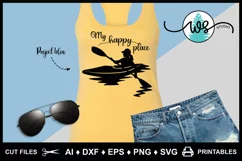 Kayak Logo SVG, Happy Place, Kayak Silhouette, Woman Kayak Product Image 6