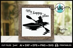 Kayak Logo SVG, Happy Place, Kayak Silhouette, Woman Kayak Product Image 3
