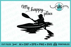 Kayak Logo SVG, Happy Place, Kayak Silhouette, Woman Kayak Product Image 9