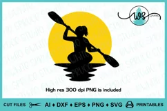 Kayak Logo SVG, Kayak Sun Silhouette, Woman Kayak Vector SVG Product Image 2