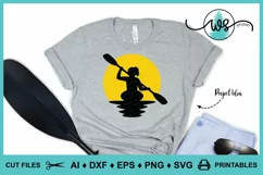 Kayak Logo SVG, Kayak Sun Silhouette, Woman Kayak Vector SVG Product Image 3