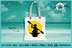 Kayak Logo SVG, Kayak Sun Silhouette, Woman Kayak Vector SVG Product Image 6