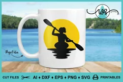 Kayak Logo SVG, Kayak Sun Silhouette, Woman Kayak Vector SVG Product Image 7