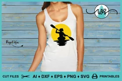 Kayak Logo SVG, Kayak Sun Silhouette, Woman Kayak Vector SVG Product Image 8
