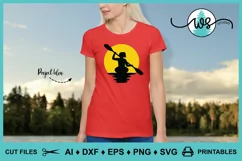 Kayak Logo SVG, Kayak Sun Silhouette, Woman Kayak Vector SVG Product Image 9