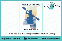 Kayak Woman Mississippi Print, Kayak Sublimation, Kayak PNG Product Image 1