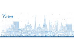 Outline Kazan Russia city skyline with blue buildings. Product Image 1