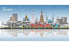Kazan Russia city skyline with color buildings, blue sky and Product Image 1