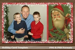 Vintage Santa Holiday Christmas Card with Family Photo Product Image 2