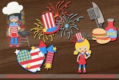 4th of July BBQ Picnic Patriotic Scrapbook Cluster Elements Product Image 1
