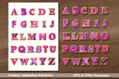 Printable Galaxy Alphabet Stickers with Gold Glitter Outline Product Image 2
