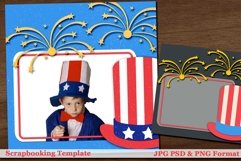 4th of July Digital Scrapbooking Page Layout Template Product Image 1