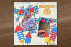 Red and White Stripes 4th of July Digital Scrapbook Template Product Image 2
