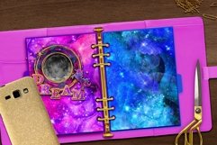 Printable Galaxy Alphabet Stickers with Gold Glitter Outline Product Image 3