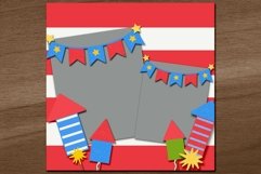 Red and White Stripes 4th of July Digital Scrapbook Template Product Image 3