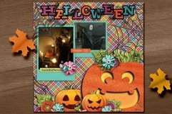 Fall Fab 14 Halloween Pumpkin Digital Scrapbooking Template Product Image 3