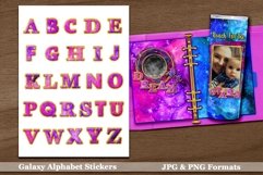 Printable Galaxy Alphabet Stickers with Gold Glitter Outline Product Image 1