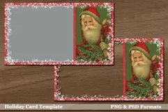 Vintage Santa Holiday Christmas Card with Family Photo Product Image 3