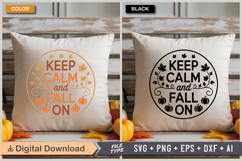 Keep Calm and Fall On SVG File | Fall Round Sign SVG Product Image 5