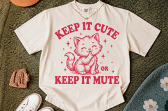 Keep It Cute Keep It Mute SVG, Funny Cat Cut File Design Product Image 2